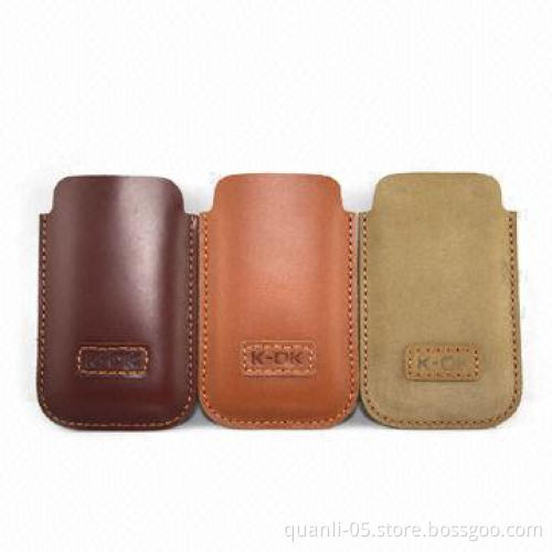 Genuine Leather Mobile Phone Case in Fashionable Design with Magnetic Button